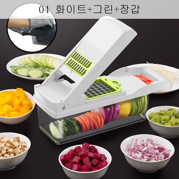 뉴타임즈16 절채신기 다용도 절채기 절편 주방 가정용 절채 Dya10 308 04 화이트+그린+장갑