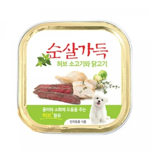 [AHZ_7986227] (단위 : 박스(24개) +26 348원) 순살가득 건강밥상 100g(허브 소고기와 닭고기순살) 애완동물간식 애견통조림간식 애견간식 허브순살캔간식 반려견간, 박스(24개) +26,348원