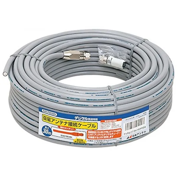 일본 안테나 텔레비전 배선 케이블 S5cfb 30m 한쪽 방수 접전 가공 제 그레이 S5cfb30n 단일상품