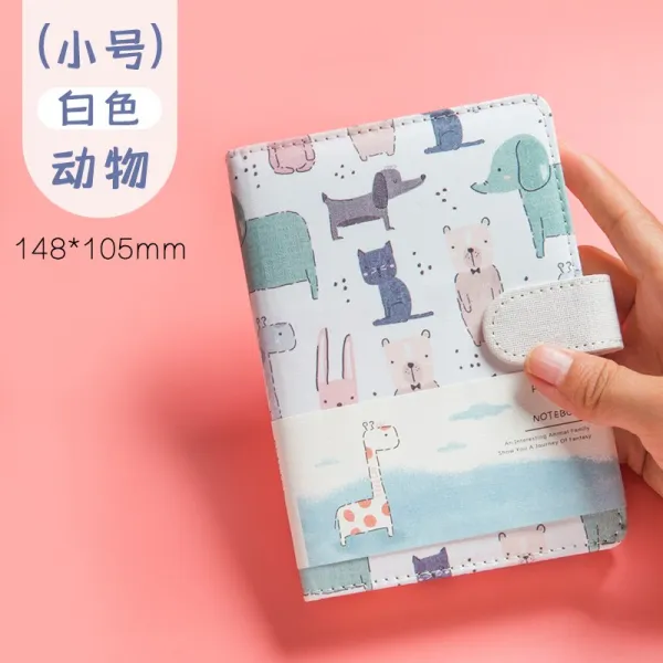 다이어리 휴대용 스몰사이즈 노트 한국 장부 참신한 손장부 세트포장 일본식 소녀하트 아이디어 귀여운 컬러페이지 삽화 자재화 빈티지 예쁜 여학생 개성 T05 스몰사이즈 50k작은동물 화친을 보내다 종이테이프 1개 