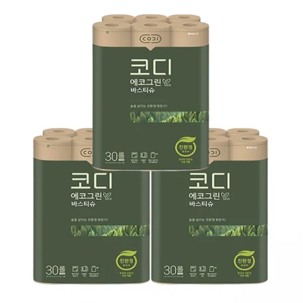 코디 에코그린 바스티슈 롤화장지 30m, 30롤, 3개