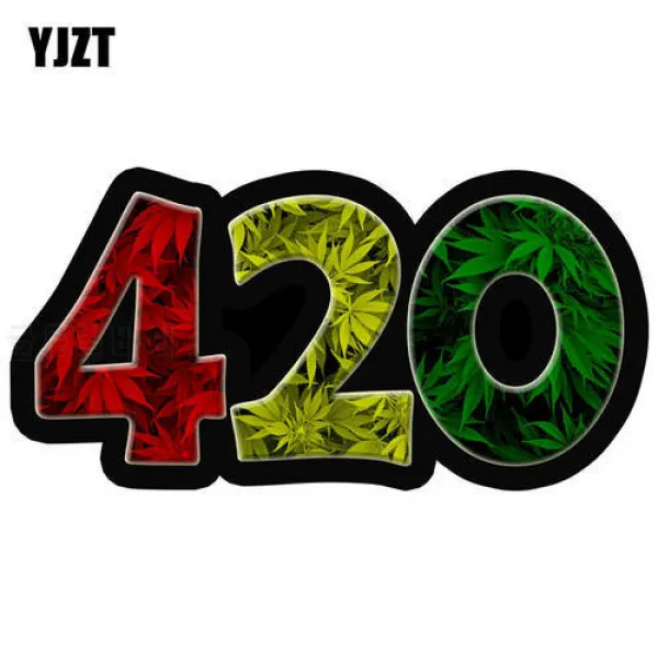 YJZT 13.5CMX6.9CM 420 잡초 잎은 재미 있은 사려 깊은 반사적 인 자동차