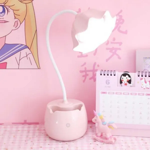 소주샵 학습스탠드 기숙사 바람기 타입 충전 전용 심플 인터넷동호회 레드 큐트 방여성 침실 소녀 공부, K22-O- 분홍 색깔 터치 스위치