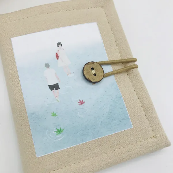 운 지 기 나염 스타일 지갑 면마 동전 스판 끈 목단추 핸드메이드 문예 파우치