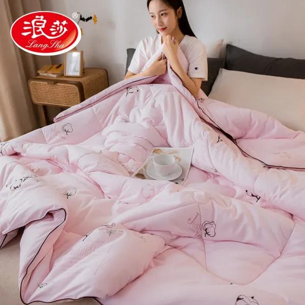 100 안팎 풀패딩 자 겨울 순면 코튼 요청 두꺼운 보온 봄가을 사계절 통용 면취 핑크