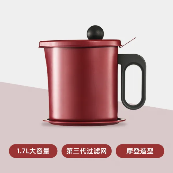 주방 키친 가정용 대용량 여과 기름병 기름띠를 발견했다 뚜껑 탱크 조미 돼지 찌꺼기 신기, 와인레드 색깔 대략 놓아둘 수 있다