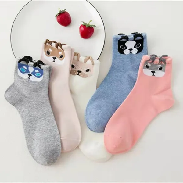 필라테스양말 면양말 가을겨울 애니메이션 귀여운 순면중목 학생 통기성 순면 여성양말 5쌍