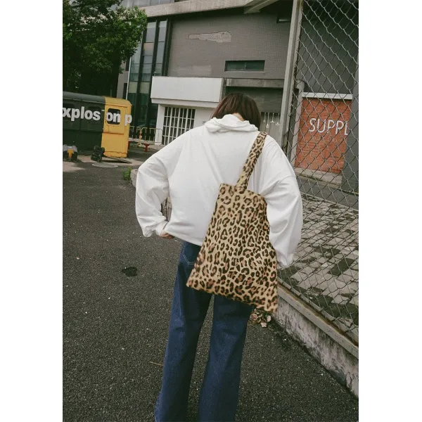 숄더크로스백 숄더겸크로스백 신데렐라 작업 손수 캔버스 단 어깨 대용량 옛적 감명받다 CHIC 레오파드
