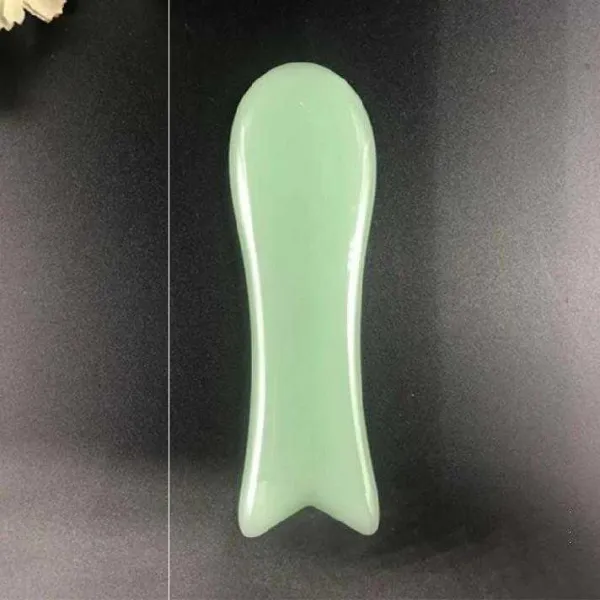괄사 봉 고급 마사지 모래판을 긁다 뽑기 경 방망이 두부 페이스 천연 N옥석 넓은 어깨 목 면도함 럭셔리 4331528916, 그린 옥 단 열다