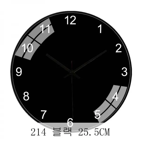 뉴타임즈14 벽시계 거실 순회색 벽걸이 시계 무음 XT06 A10, 214 블랙 25.5CM
