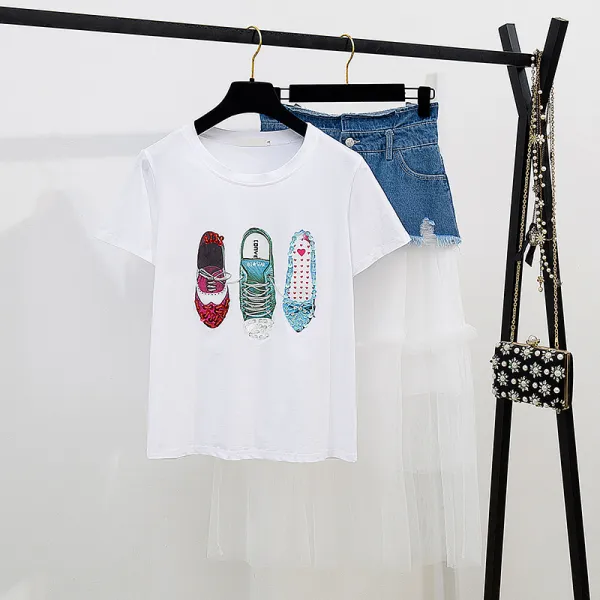 샵솔베이지 스트릿패션 여름 예쁜 화이트 T셔츠+ 데님 메쉬 롱 플레어스커트 S 2xl 