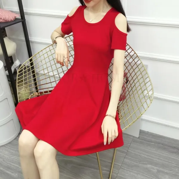 Kirahosi 유니크 2019 여름 여성 레드 원피스 오프숄더 Bgykbqs