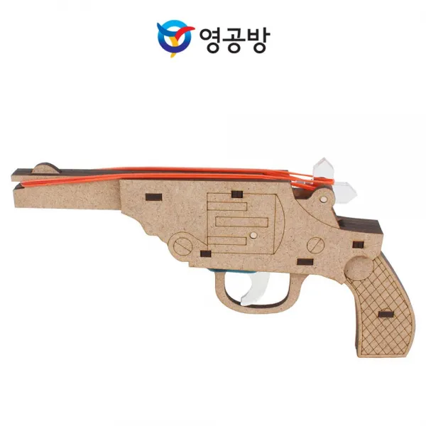 영공 영공방 리볼버 권총 4연발 고무줄총 CM879 목재모형 조립키트 조립 모형완구 방학숙제, 본제품선택, 1