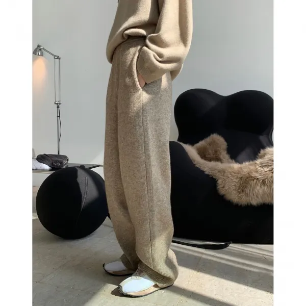 겨울 나른하다 편안하다 하이웨이스트 니트 와이드 다리 넓다 날씬하다 두껍다 따뜻하다 털실 게으름뱅이