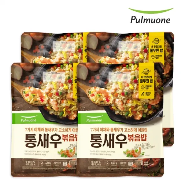 풀무원 더욱 큼직해진 통새우 볶음밥(2인분) x 4봉, 통새우 볶음밥 450g[2인분] 4봉