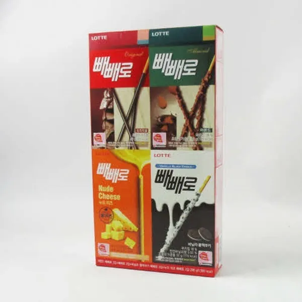 H2394 빼빼로 어소트 4가지맛 X 6개 수입과자/대용량과자/간식/인간사료/봉지과자/과자세트/초코과자/쌀과자/사무실간식/새우깡, 단일 수량, 단일 구성품