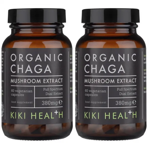 KIKI Health Organic Chaga 키키헬스 유기농 차가버섯 추출 60캡슐 x 2팩, -