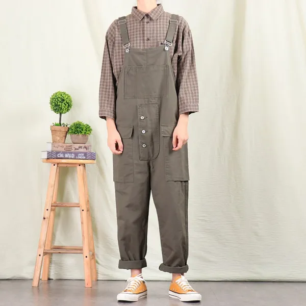 DIPYLON 남성 멜빵바지 점프슈트 여문낙조패 빈티지 카고남 일자핏 커플 멜빵바지한장바지남, 2XL