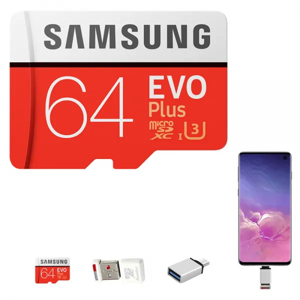 삼성전자 정품 마이크로SD EVO플러스 MB-MC128GB+USB리더기+C타입 OTG젠더, 64GB
