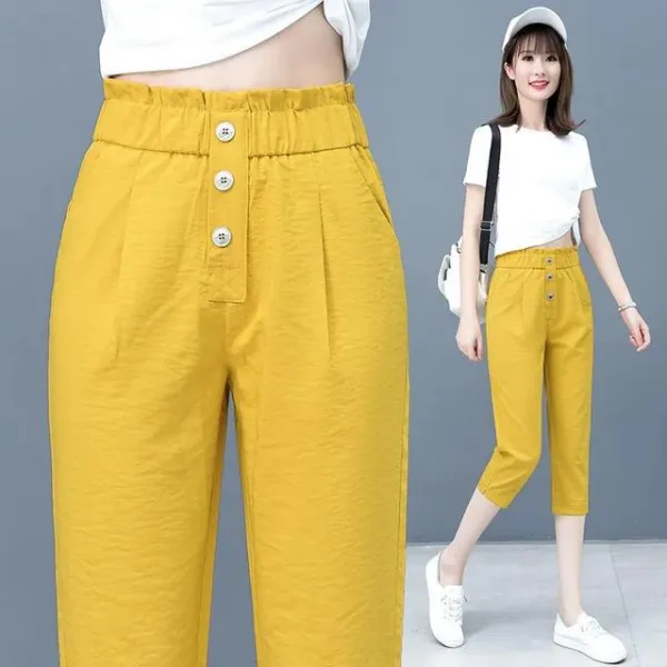 마이웨이 쿨링 배기 팬츠 끌어당기다 거리 품질 실얼음 면린넨 칠부 캐주얼바지 여색을 좋아함 연연함 복장가게