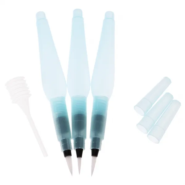 QDY 물 색깔 잉크 펜 예술 기술을위한 3pcs 크기 끝 물 페인트 붓 세트, 0ml