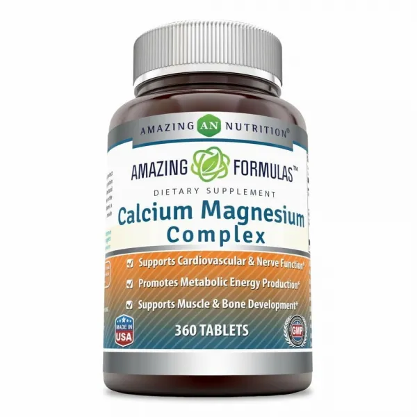 칼슘 Amazing Formulas 마그네슘 복합물-360 정 (비 GMO 글루텐 프리)-심혈관 및 신경 기능 지원-신진 대사 에너지 생성 촉진-근육 뼈 발달 지원, 1개, 1