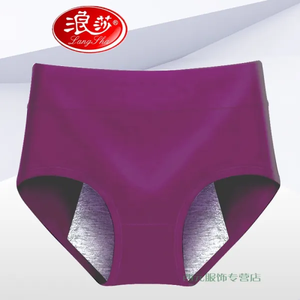 LangSha 파사 여자 팬티 생리 바지 이모 기간 누수 방지 위생 중 허리 큰 안전 여름 얇 은 삼각 머리 옆쪽 이 새 지 않도록 보라색 L