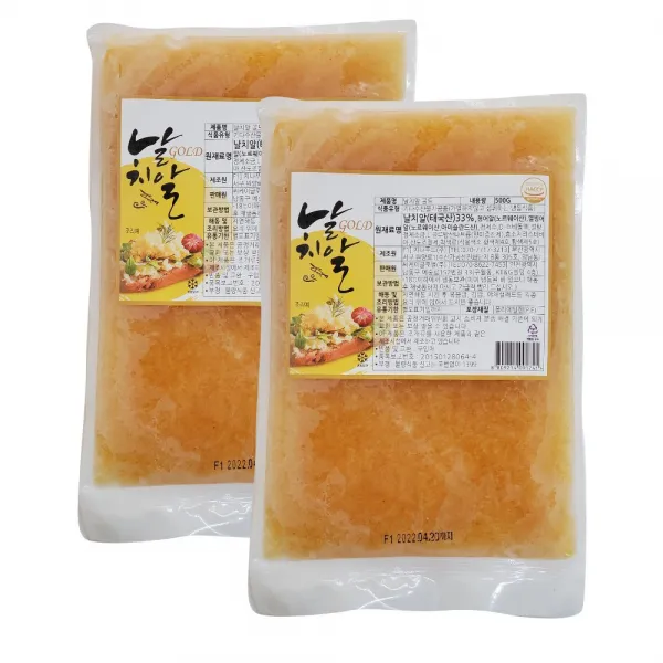 대보유통 몰도리도리 날치알 500g+500g 날치알레드 날치알골드 날치알그린 알밥 초밥 캘리포니아롤, 1세트, 01. 날치알 골드 1+1