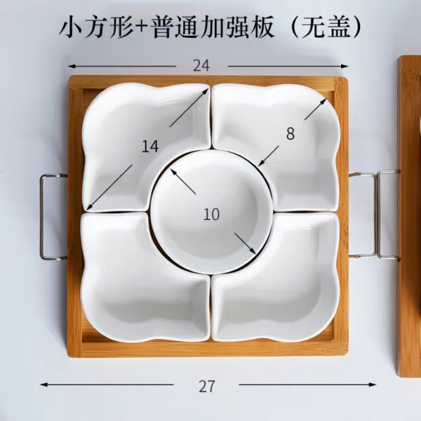 뚜껑이 달린 손님 대접 그릇 접시 과일쟁반 크리에이티브 도자기 티 테이블 캔디 건과함 뚜껑 간식 칸칸 거실 가정용 모듬 데코레이션 예쁨, 스몰스퀘어덮개없음