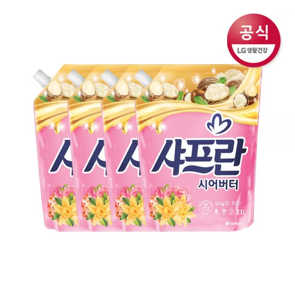 [신세계TV쇼핑]LG생활건강 샤프란 시어버터 바닐라리치 리필 2.1L x4개, 1, 시어버터 바닐라리치 리필 2.1L x4