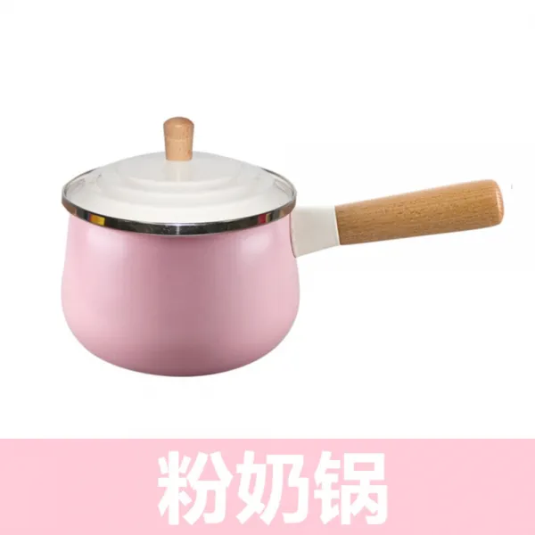 북유럽 법랑나무자루 냄비 세트, 냄비 핑크, 1