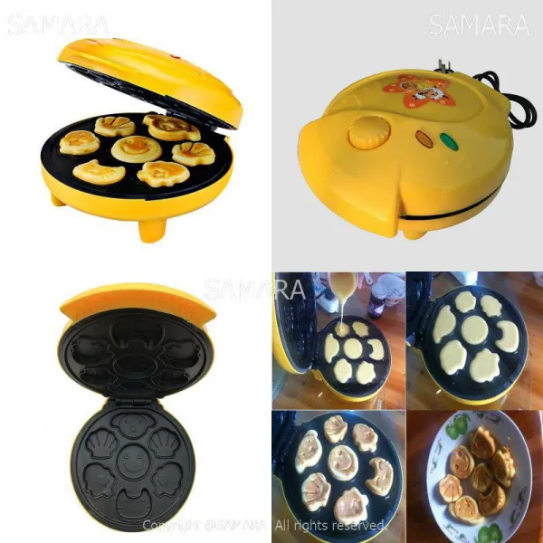 Qterra 특허브랜드 케이크기계부침기 기계가정용전자동 캐릭터미니케이크 옐로우