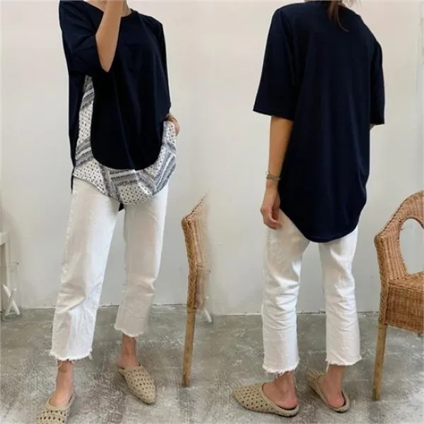  강물처럼 Bs 트임앤틱배색반팔6084h907 빅사이즈235