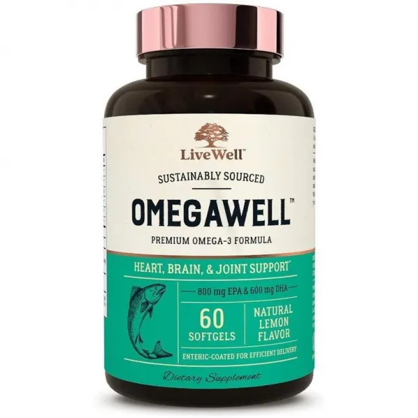 직구 콜라겐 오메가웰 어유: 심장 뇌 관절 지원 | 800mg EPA 600mg DHA - 천연 레몬 맛 장입 코팅 지속 가능한 소스 - 30일 공급량 삼키기 쉬운, 1set, 1set