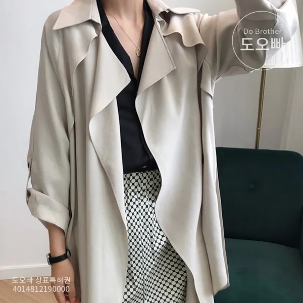 도오빠 루즈핏 여성 트렌치 코트 바바리 벨트 여자트렌치 봄 가을 롱자켓 아우터 오버핏 박시 빅사이즈 20대 30대 미시 패션 데일리 빅사이즈트렌치 긴팔