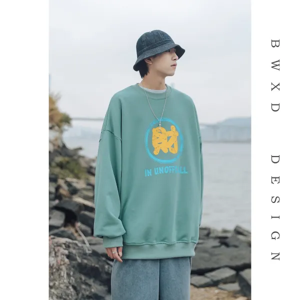수다공간 루즈핏 BWXD 봄계절 새해 부자가 되다 맨투맨 경축 풀오버 톱 뭉치 건설함 트윈 교복 커플룩