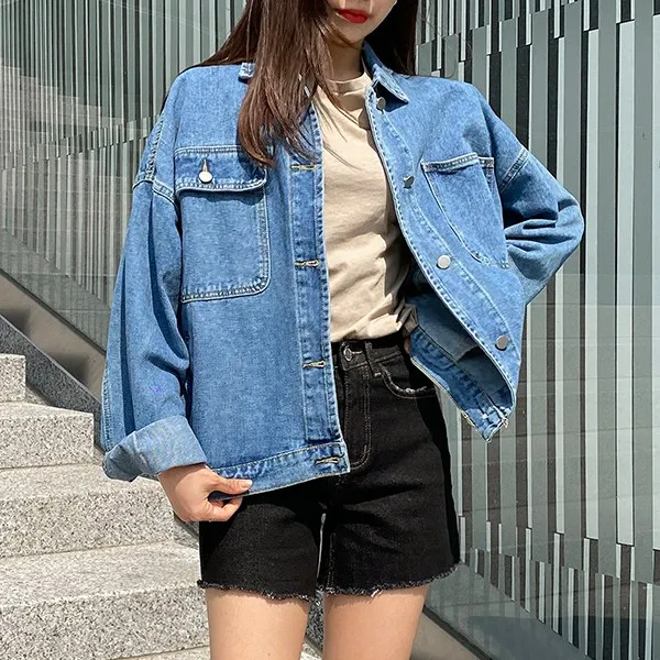 바잉몰 여성 요기조기 셔츠 청자켓 루즈핏 봄 데님자켓 빅사이즈 아우터