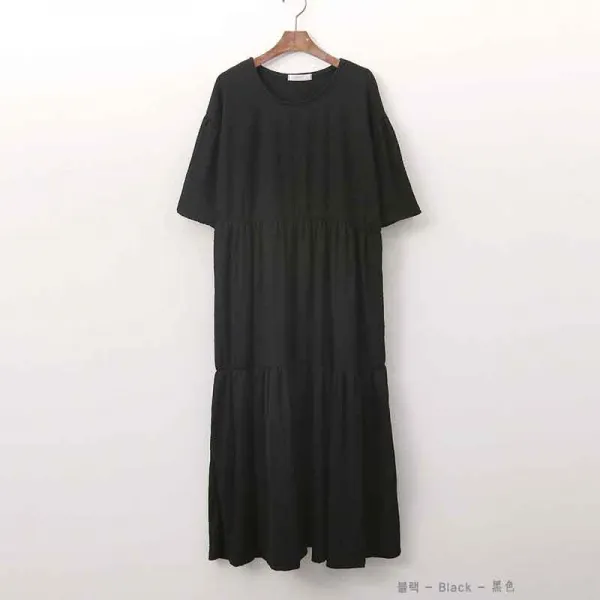수니베 델라 원피스 주름 셔링 루즈핏 빅사이즈 롱 원피스 5부 봄 여름 77 88 99 30대 40대 미시 젊줌마 등원룩 데일리 브런치룩 모임룩 문센룩