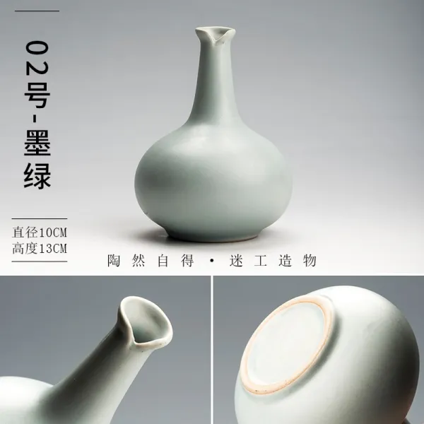 명품 미니도자기 도벽 도자기꽃 찻상테이블 부처님 중국식 동전풀 실내 진열 장식품 거실 꽃병 19번 2번 다크그린