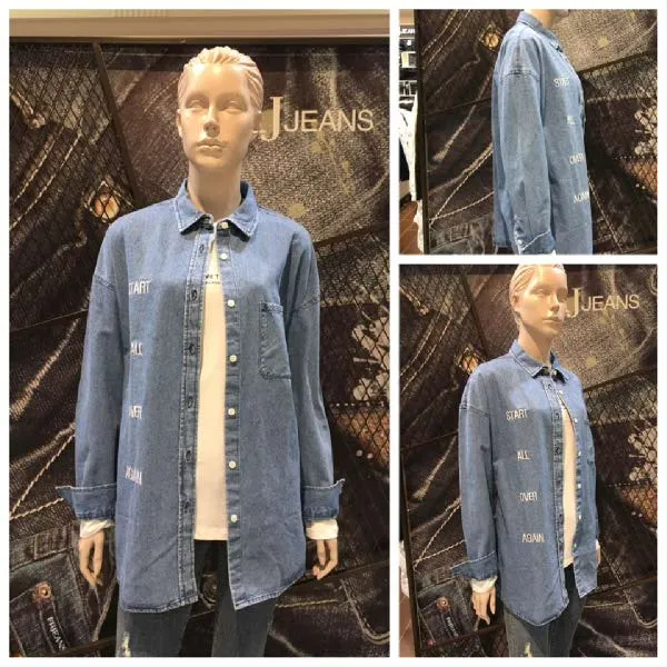 [현대백화점]J.FRJ Jeans(에프알제이)F91F-SH511A 여성 M톤워싱 루즈핏 데님 롱셔츠　