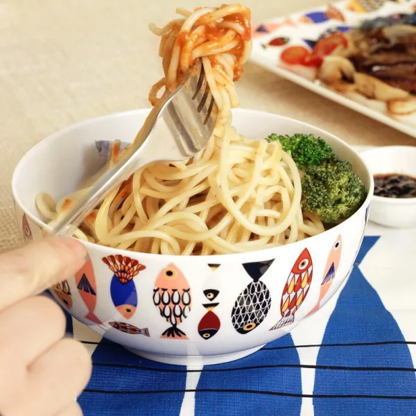 북부 청어 창의하다 가정용 식기 국수 국그릇 달거리 샐러드 라면 그릇 도자기 그릇 덴마크 블루 6인치 국수 그릇, 상세페이지 참조