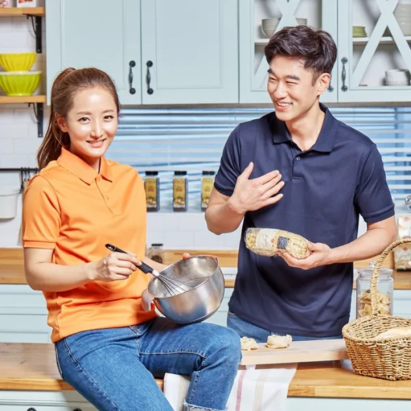 나인앤나인 시원한 쿨론 솔리드 소매 카우스 카라 반팔 티셔츠