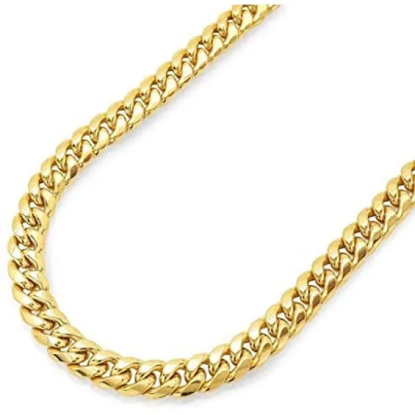 Pori 보석상 14K 옐로우 골드 마이애미 쿠바 링크 체인 목걸이 상자 잠금 걸쇠 6.0MM-8.0MM 두꺼운 PROD25