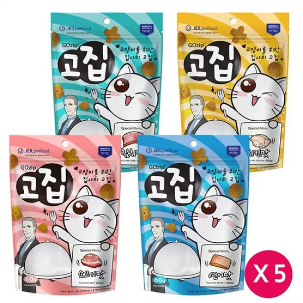고집 그레인프리 60g x 5개 고양이를 위한 영양간식, 연어 x5개, 상세설명 참조