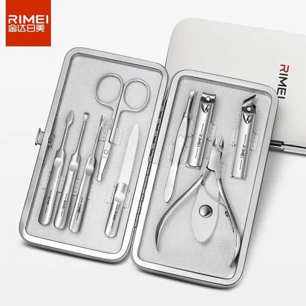 진달일미 수리 손톱깍이 칼마 9 가정용 페디큐어 남성 여성 젤네일도구 손톱깎이, 가죽케이스화이트 （내포 코털가위 ）