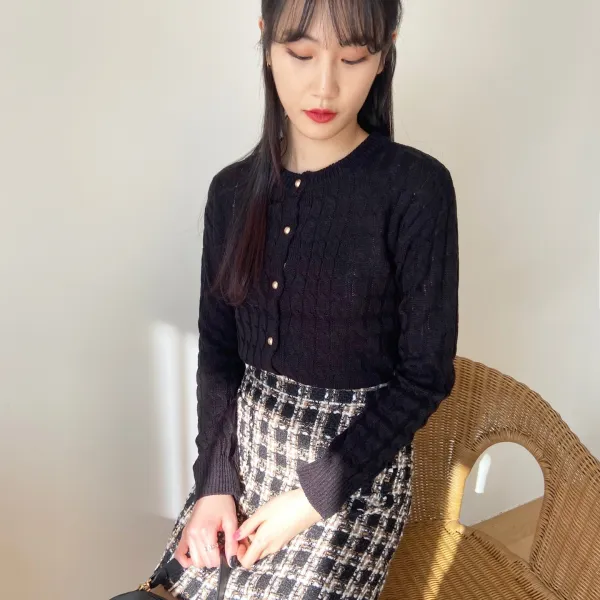 헤이린 여성 올 꽈배기 가디건 GG