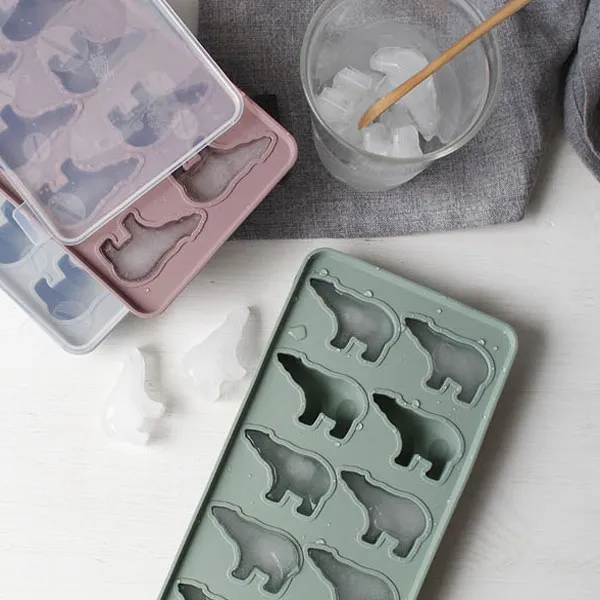 cocooning 국산 친환경 실리콘 파스텔 동물친구(북극곰 펭귄) 아이스몰드 얼음틀, 북극곰다크핑크