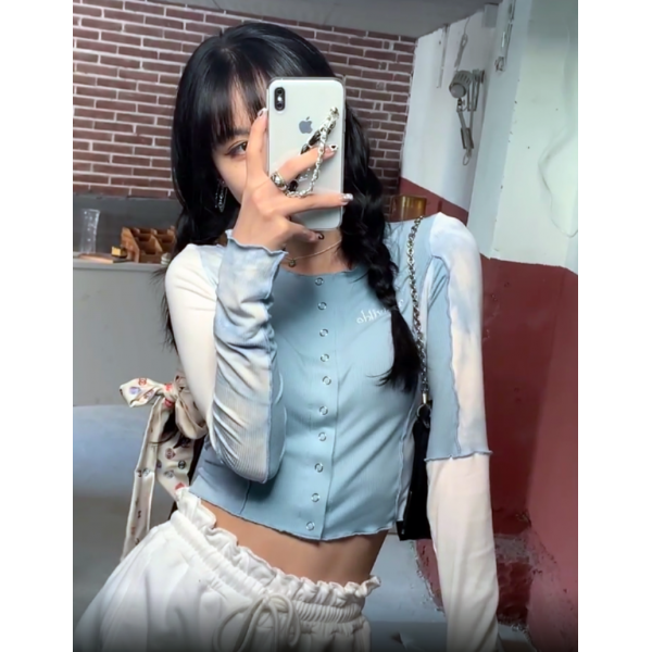 잊어버리다 1 알프스다 태피 천일염 블루 홀치기염색 패치워크 슬림핏 봄 에어 모두