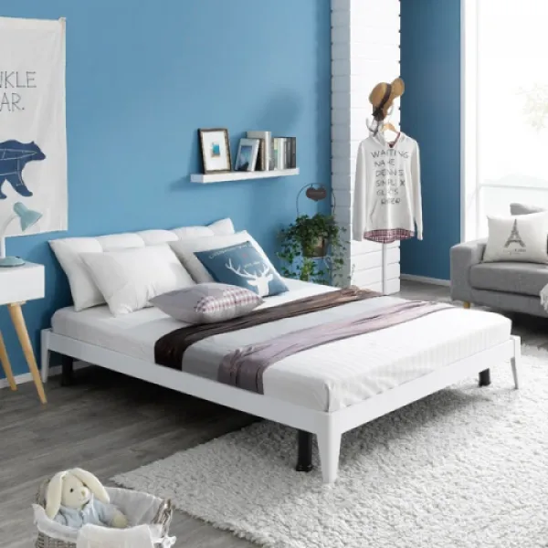  바보사랑 채우리 아렌 심플침대 S_독립 양면매트리스 포함 화이트