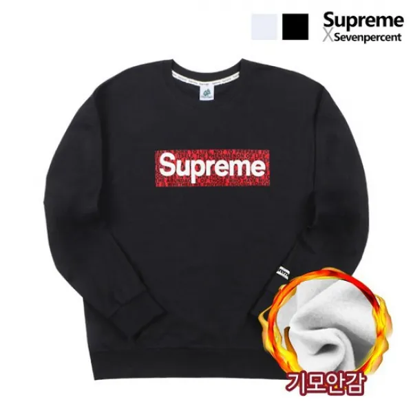 [세븐퍼센트x슈프림] 기모 오버핏맨투맨 레터링박스